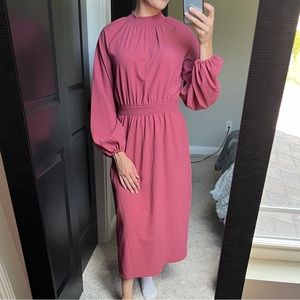 A New Day Pink Stretchy Long Sleeve Maxi Dress with Pockets